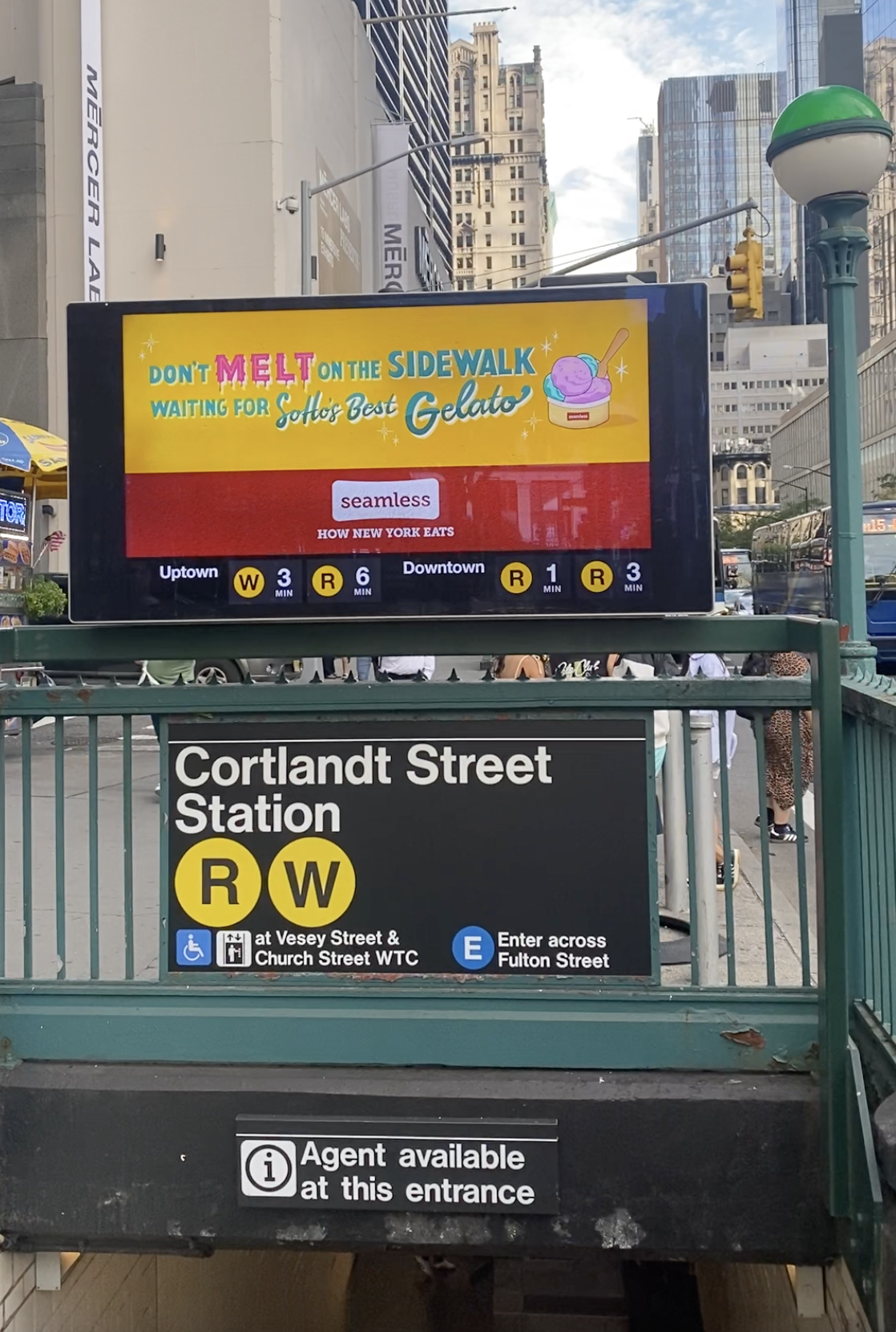 “Don’t melt on the sidewalk” — Cortlandt Street station placement